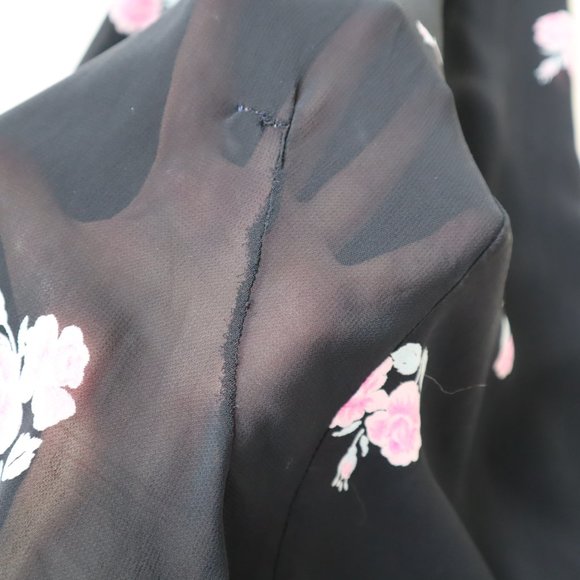 Vintage 70s Albert Nipon Black Floral Sheer Midi Dress, Size Small - Picture 14 of 16